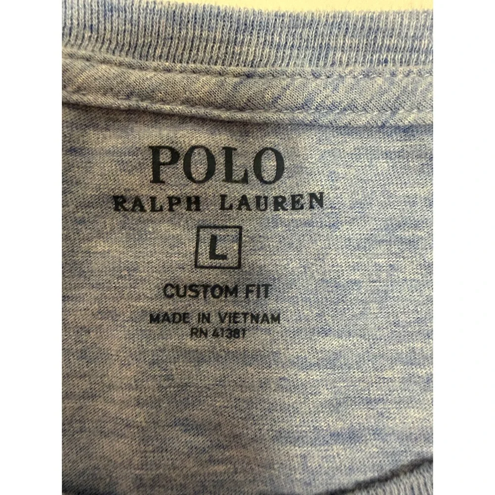 Polo Ralph Lauren Mens Large Blue Custom Fit‎ Cotton Short Sleeve Pony Logo Tee